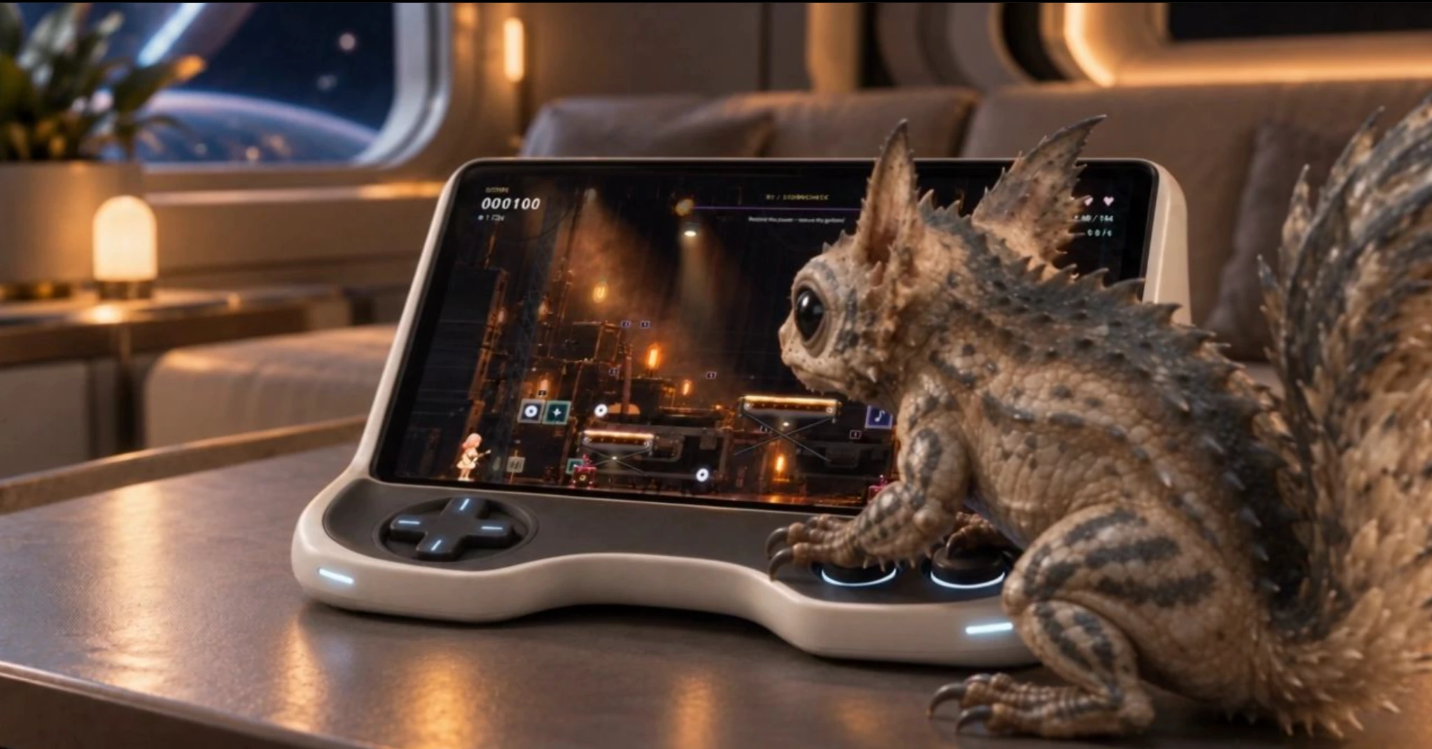 Skiirk playing Zari in the Verse on a handheld console